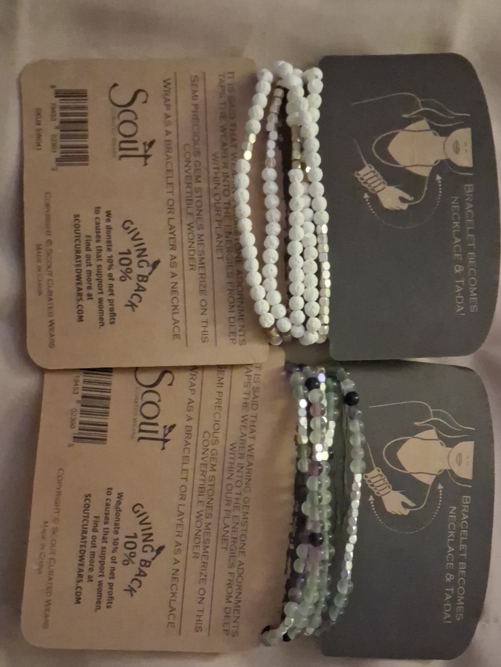 Scout White Beaded Stretch Bracelet with Subtle Gold Accents